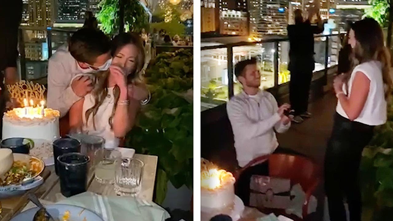 Woman Surprised With Proposal At Her Birthday Dinner (EMOTIONAL REACTION)
