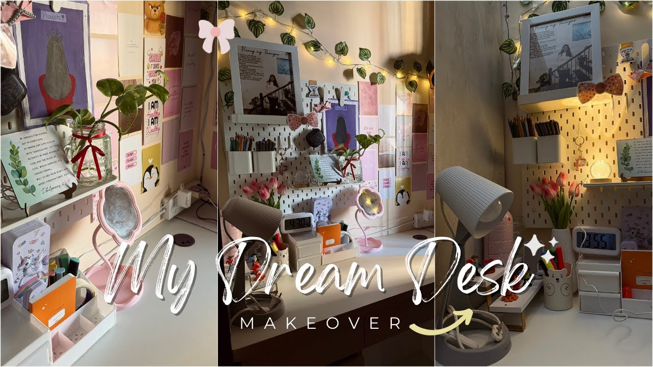 Aesthetic Pinterest Desk Makeover🤍 | Cozy & Minimal Workspace✨