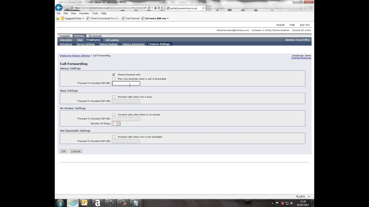 HIPCOM User - Call Forward