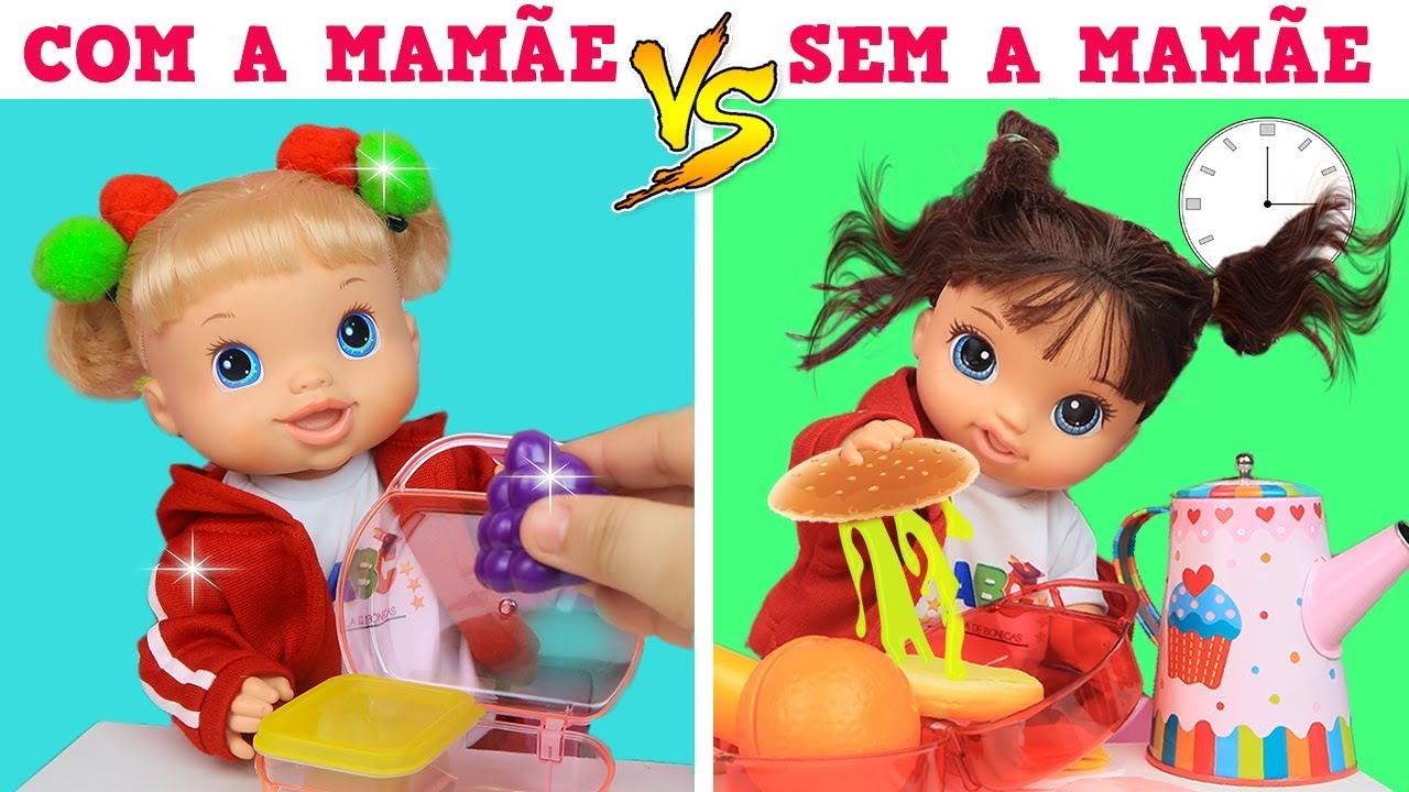 ROTINA PARA A ESCOLA | COM A MAMÃE VS SEM A MAMÃE - Lilly Doll