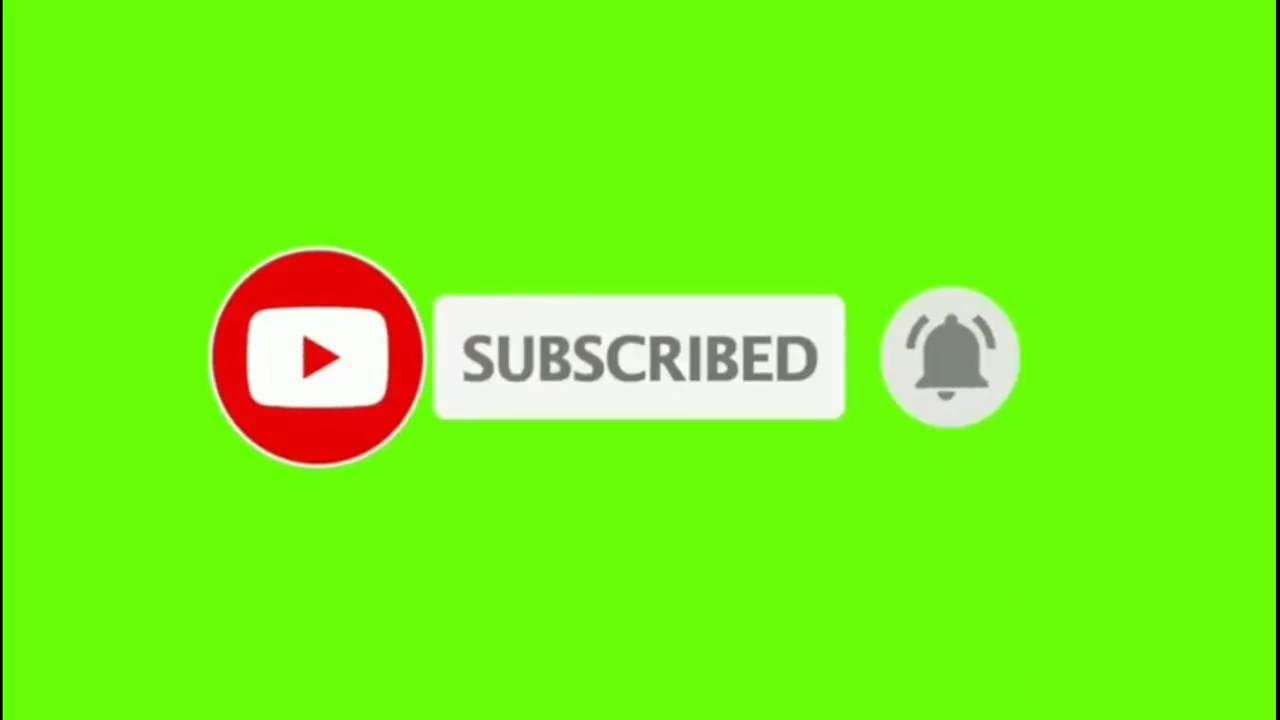Subscribe button and bell icon green screen