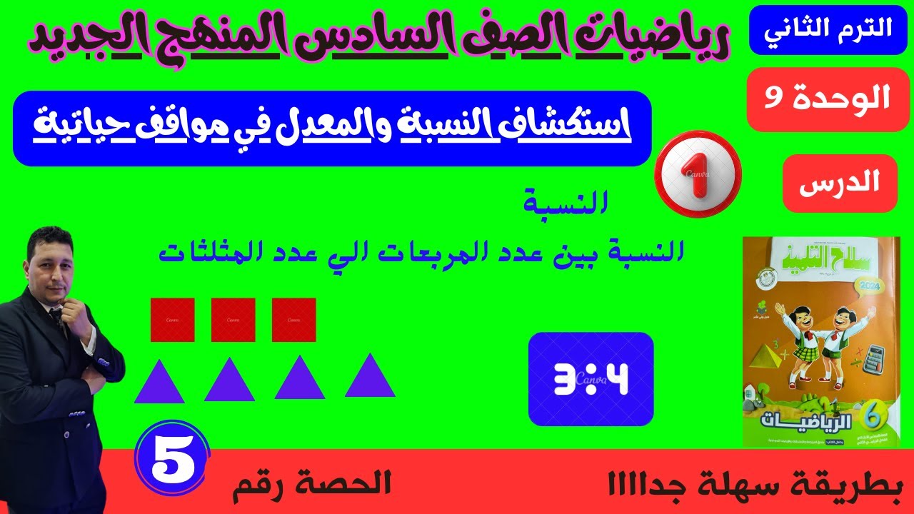 الوحدة 9 الدرس 1 استكشاف النسبة والمعدل في مواقف حياتيه