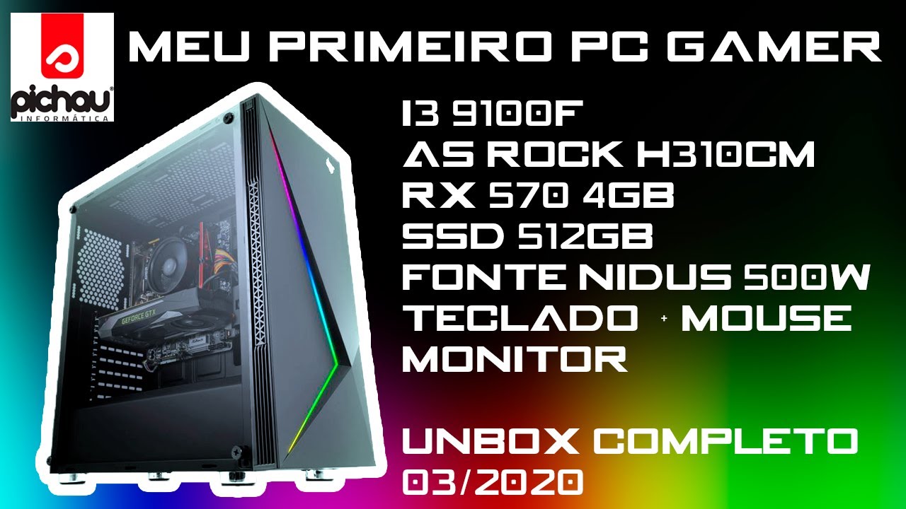 UNBOXING DO MEU PRIMEIRO PC GAMER COMPRADO NA PICHAU