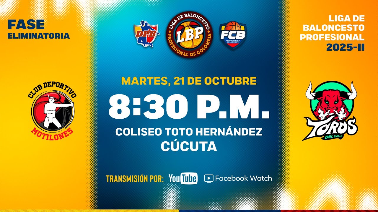 LIVE: #LigaDeBaloncestoProfesional | Club Deportivo Motilones VS Toros Del Valle 2025 - 10 - 21