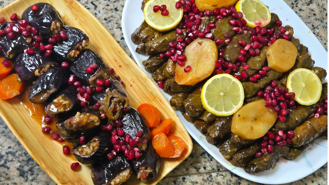 محشي كذاب يالنجي ورق عنب و باذنجان مطبخ ثريا نجم الدين Thuraya najm aldeen's kitchen 