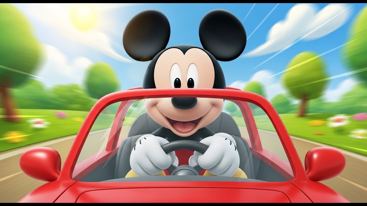 Mickey Mouse Driving a Car 🚗🐭  Fun Kids Poem & Story for Children