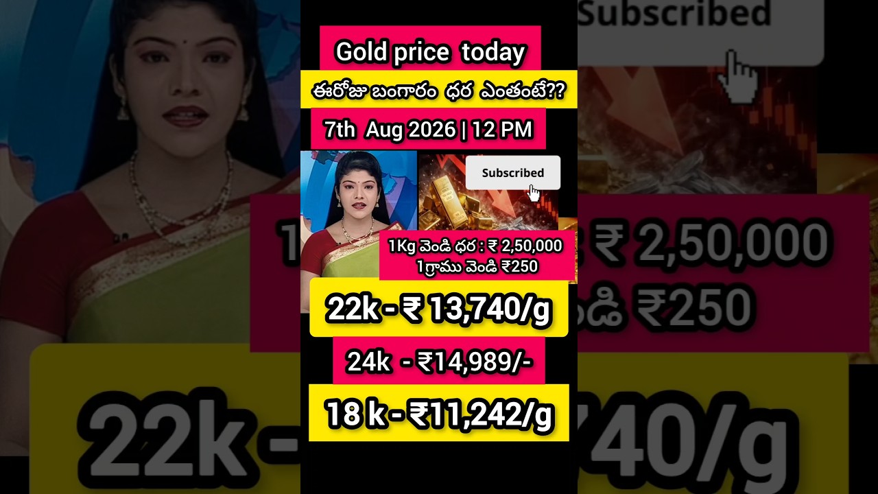 Today gold price in india 07/08/26 | hyderabad gold silver update Telugu | today gold rate in telugu
