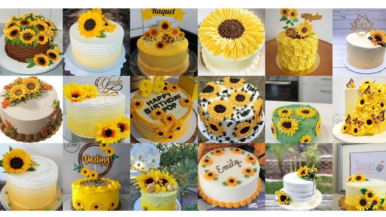Beautiful sunflower cake decorating ideas // sunflower cake designs....
