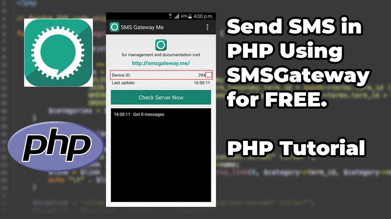 Send SMS in PHP Using SMSGateway For Free | PHP Tutorial