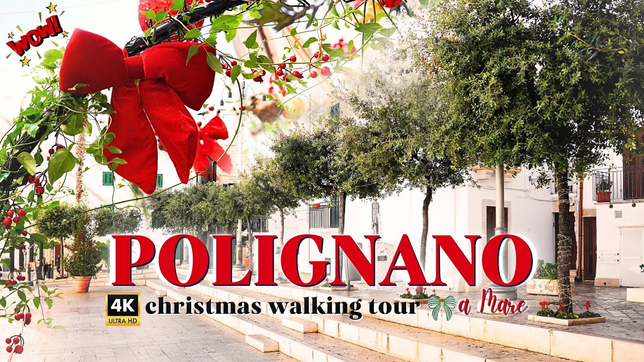 Christmas in POLIGNANO A MARE 🎥 4K virtual walking tour 😍 Puglia Italy in winter