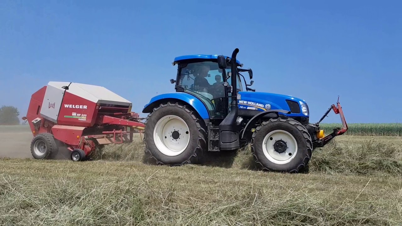 Heuernte 2018 Rundballenpressen mit New Holland T 6 175 und Welger RP 220