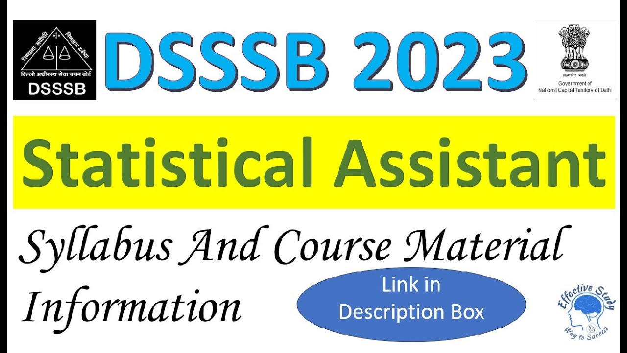 DSSSB 2023 I Statistical Assistant I Syllabus and Course Material Information