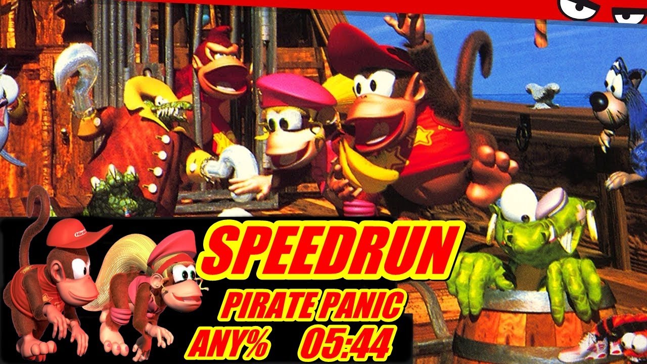 Speed Run (DKC2) Any% Map Pirate Panic No Warp Level ! #speedrun