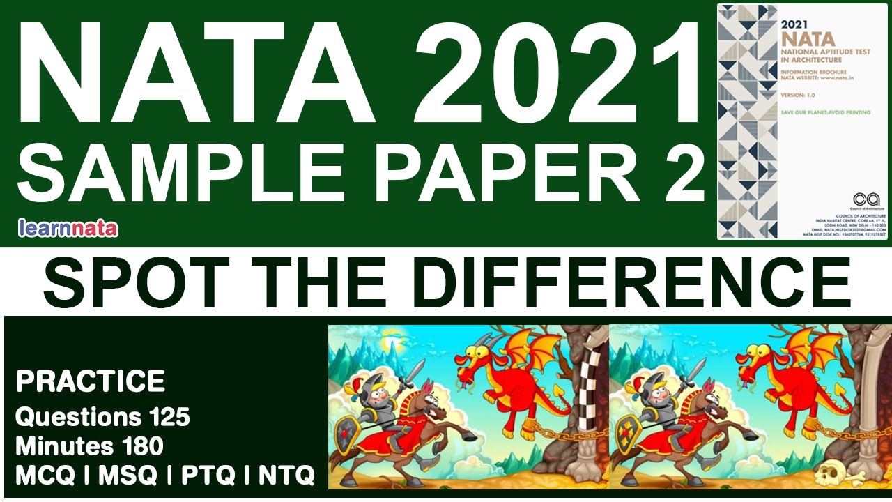 NATA 2021 : SPOT THE DIFFERENCE as per New Pattern | New Syllabus Practice | Sample Paper: 2 #nata