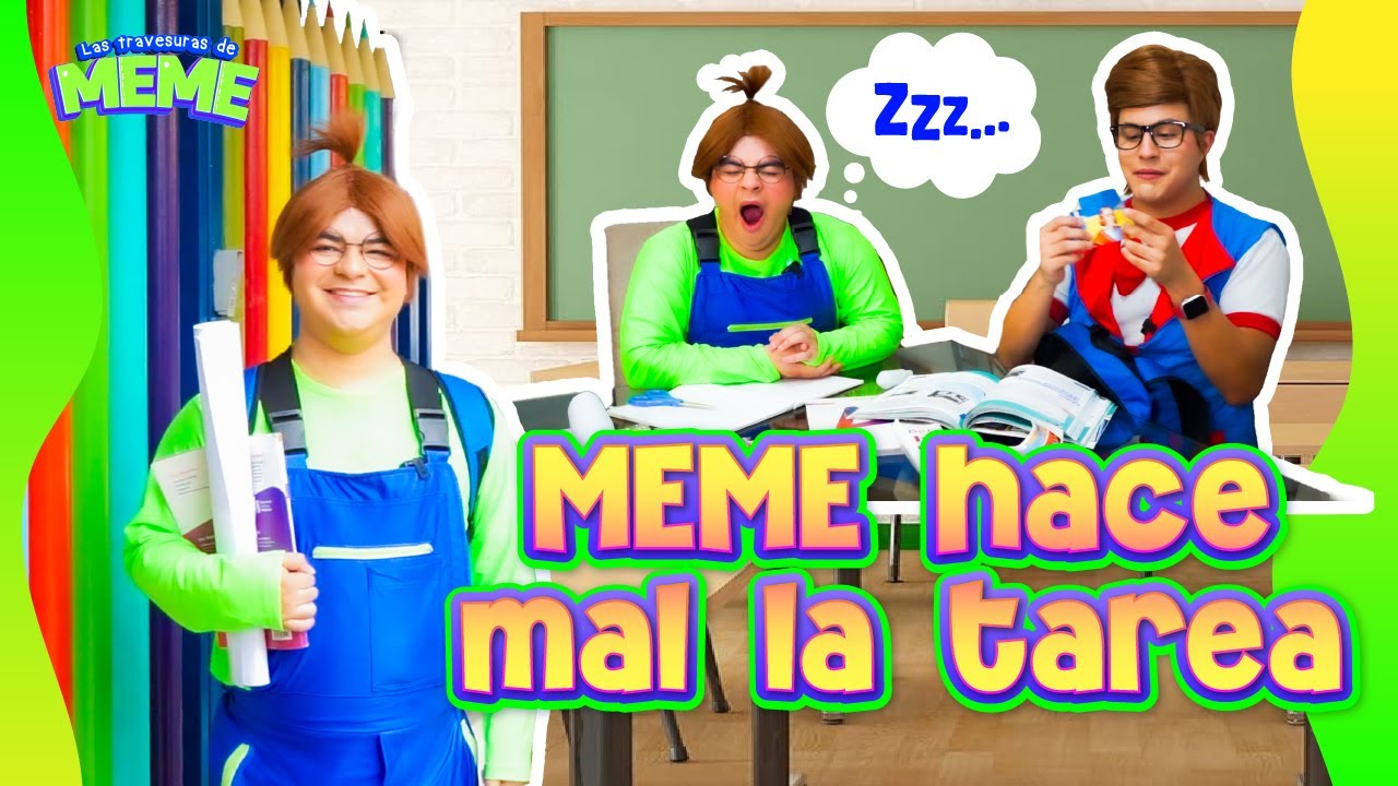 Meme hace mal la tarea | La maestra me regaña | Meme se queda dormido