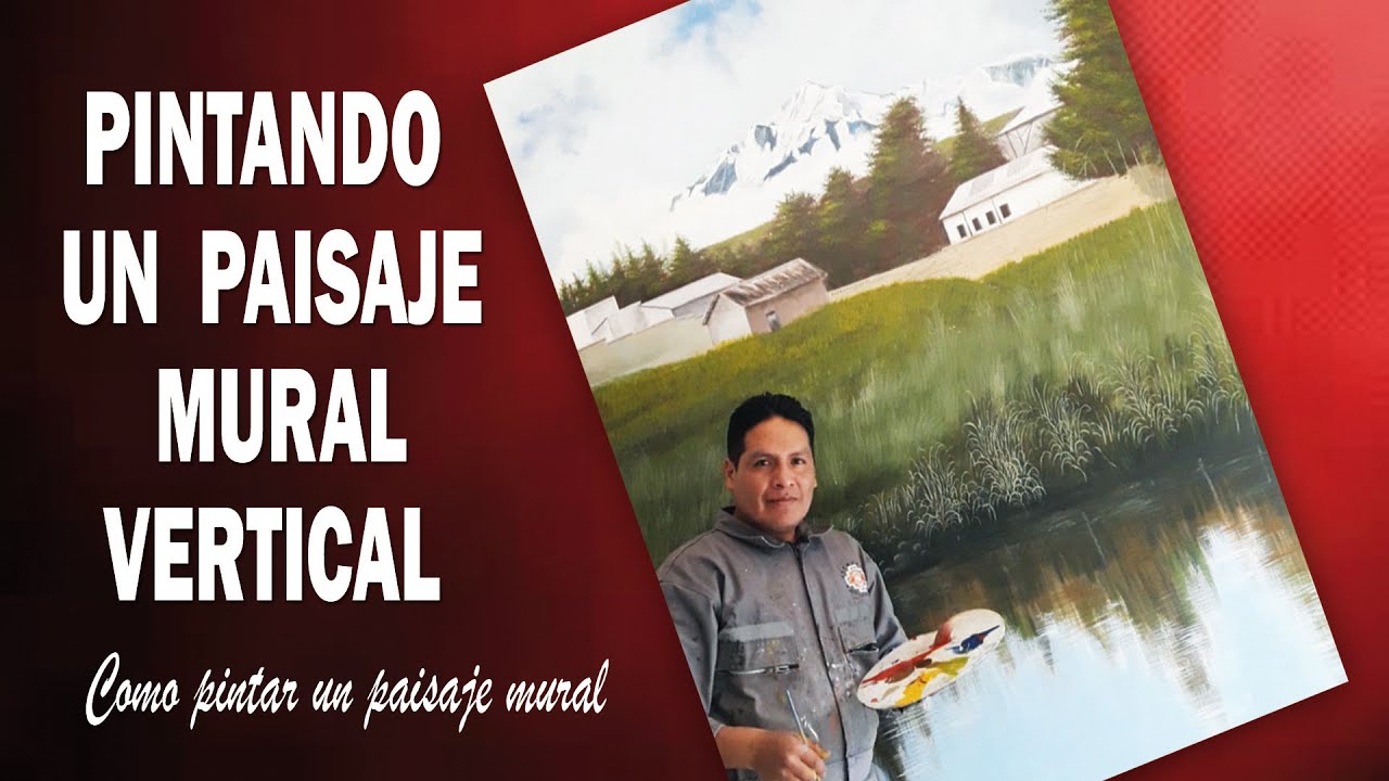 Pintando un PAISAJE MURAL VERTICAL|  Como pintar un paisaje mural vertical (Time Lapse)