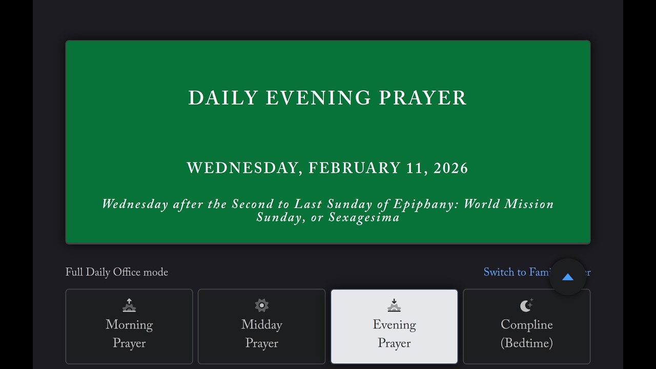 Evening Prayer&Litany Wednesday 11 February 2026 BCP2019 Psalm 105:23-45 Jeremiah 41 2 Corinthians 9