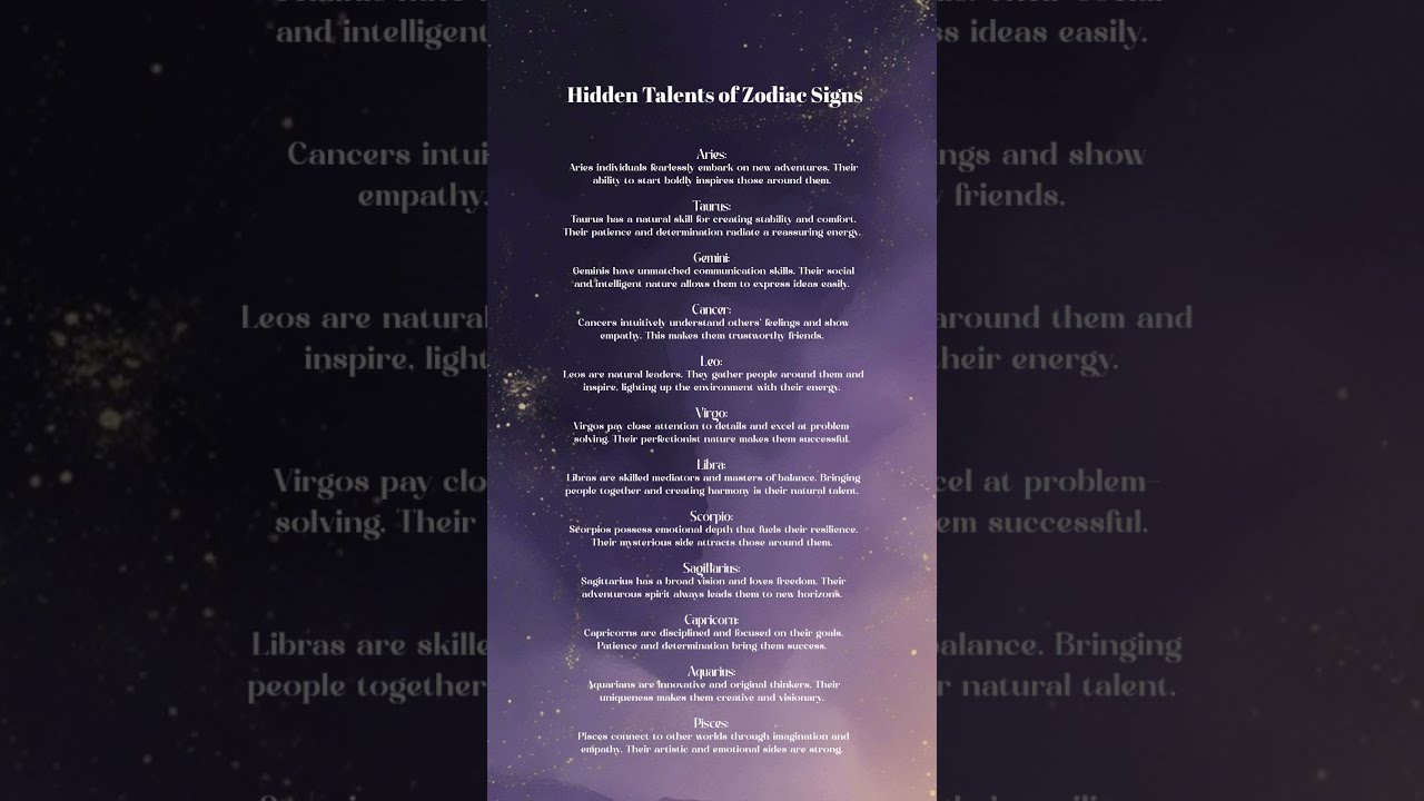 Hidden Talents of Zodiac Signs #AstrologySecrets  #AstroTips  #StarSignsExplained #AstroReels