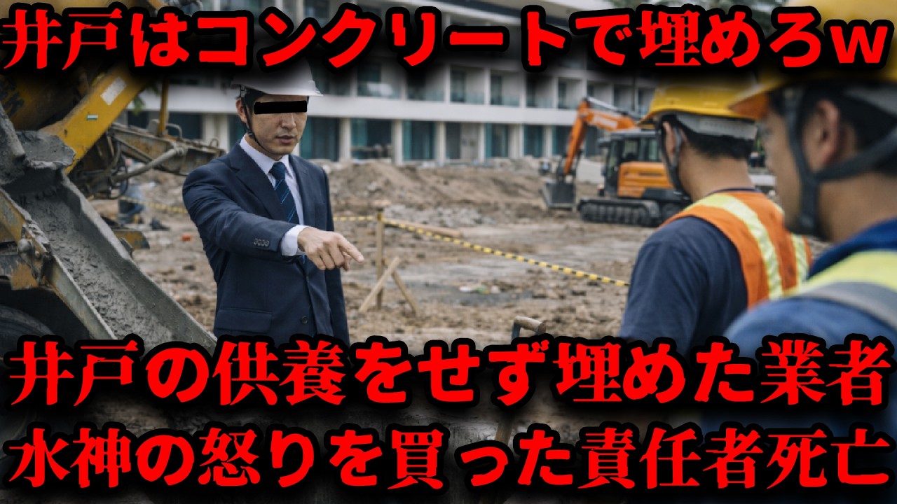 【因果応報】祈祷もせずに井戸を埋めたリゾート開発業者→水神の怒りを買ってしまい責任者が消える…