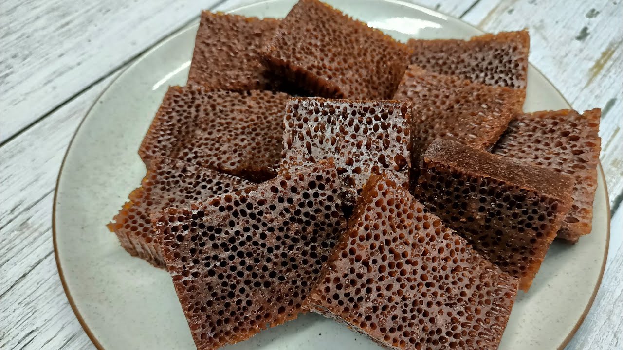 Don't open clip if you have trypophobia - Malaysian honeycomb cake -Kek Sarang Samut
