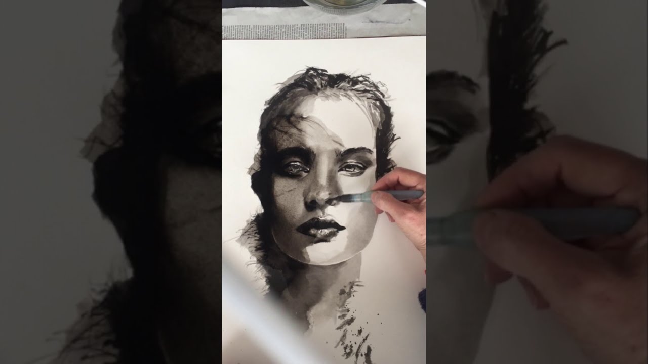 Ana Muñoz PROCESO RETRATO TINTA CHINA EXPLICADO COMPLETO