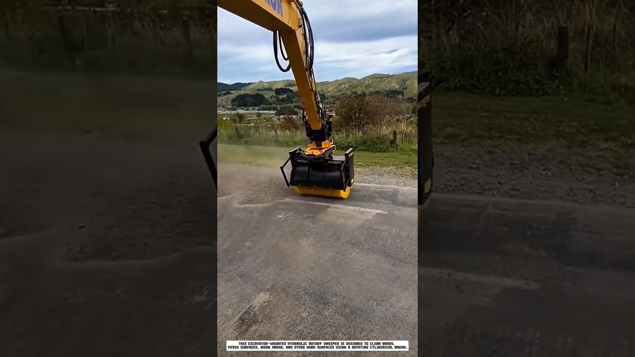 This Excavator Turns Into a Powerful Road Sweeper!