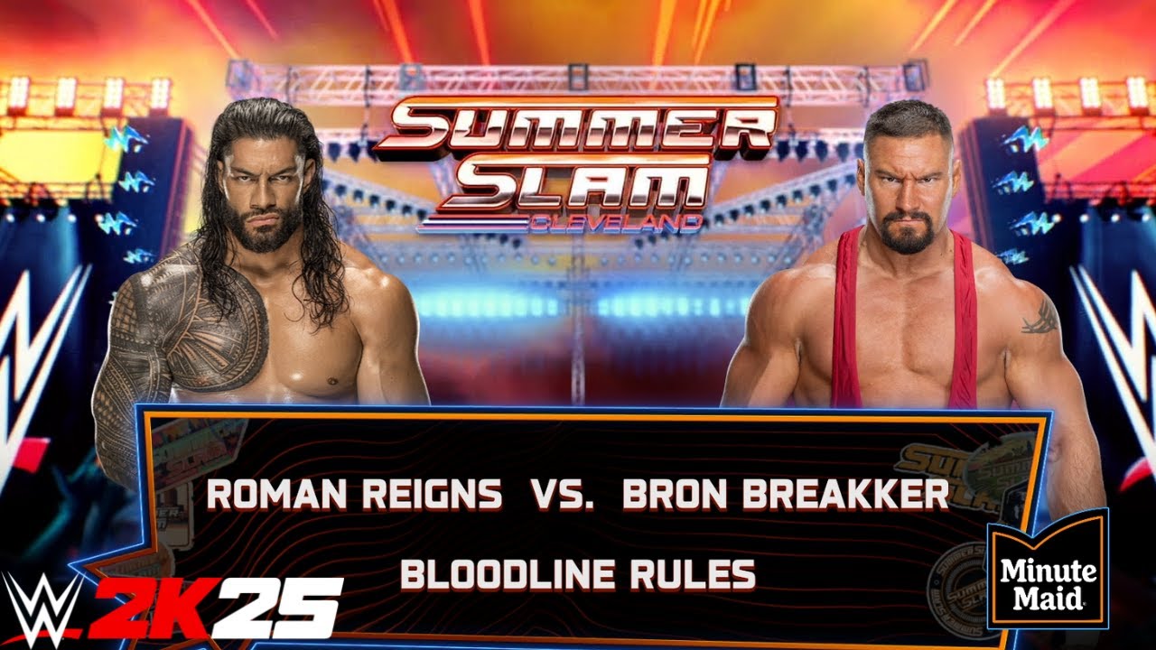 ROMAN REIGNS vs BRON BREAKKER | Bloodline Rules Match | WWE 2K25 |