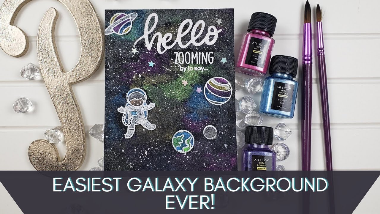 The Easiest Galaxy Background!  One-Layer Card Without Masking!