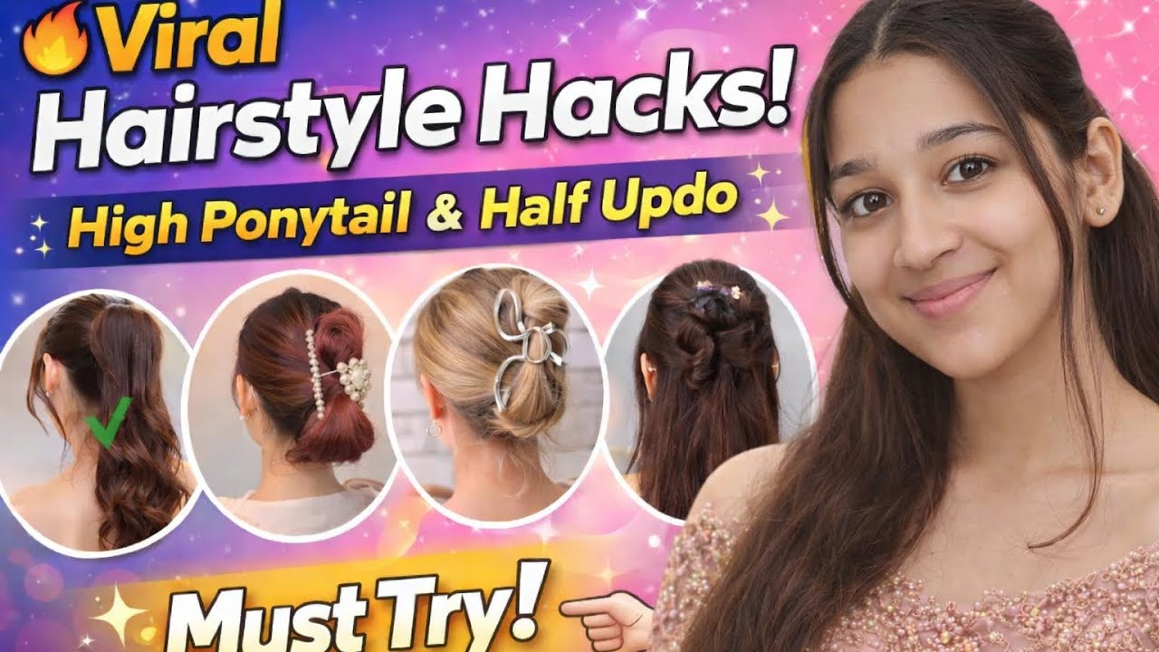 &ldquo;I Tried Viral Hairstyle Hacks&hellip; High Ponytail & Half Updo Edition ✨&rdquo;
