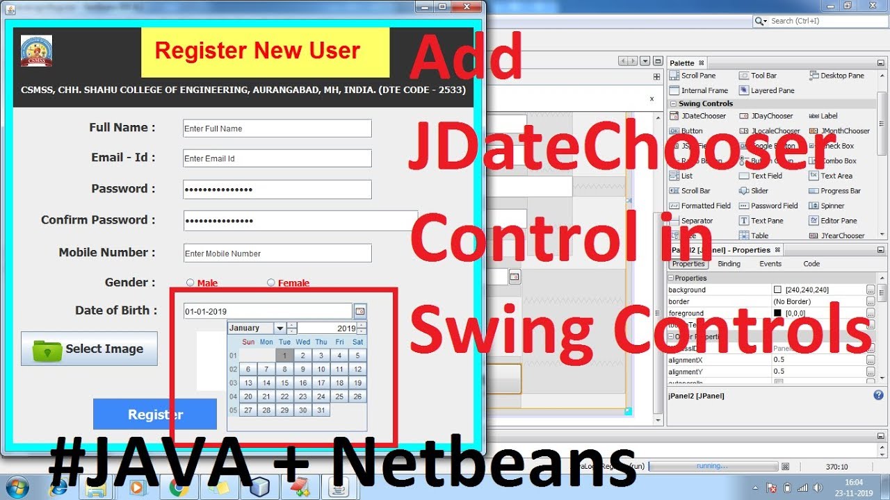 How to install add JDateChooser, JCalendar Date Picker in netbeans IDE Swing