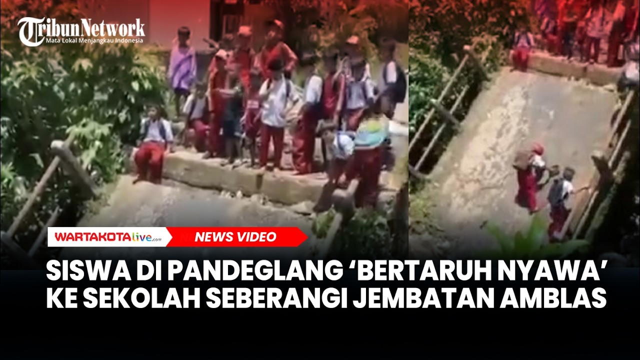 Tekad Siswa di Pandeglang untuk Sekolah Meski Harus Bertaruh Nyawa Seberangi Jembatan Amblas