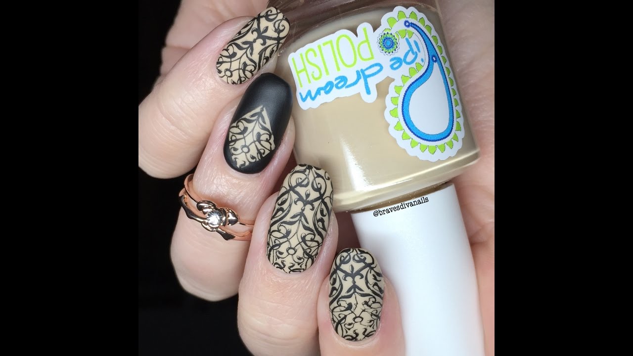 Black & Nude Baroque Stamping with Frame Design + FAIL | Nail Art Tutorial DIY