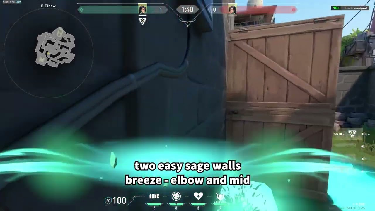 TWO EASY SAGE WALLS ON BREEZE ELBOW AND MID #valorant #valorantclips #riotgames