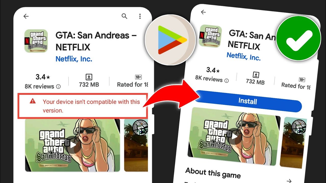 GTA SAN ANDREAS NETFLIX TU DISPOSITIVO NO ES COMPATIBLE CON ESTA VERSIÓN PROBLEMA