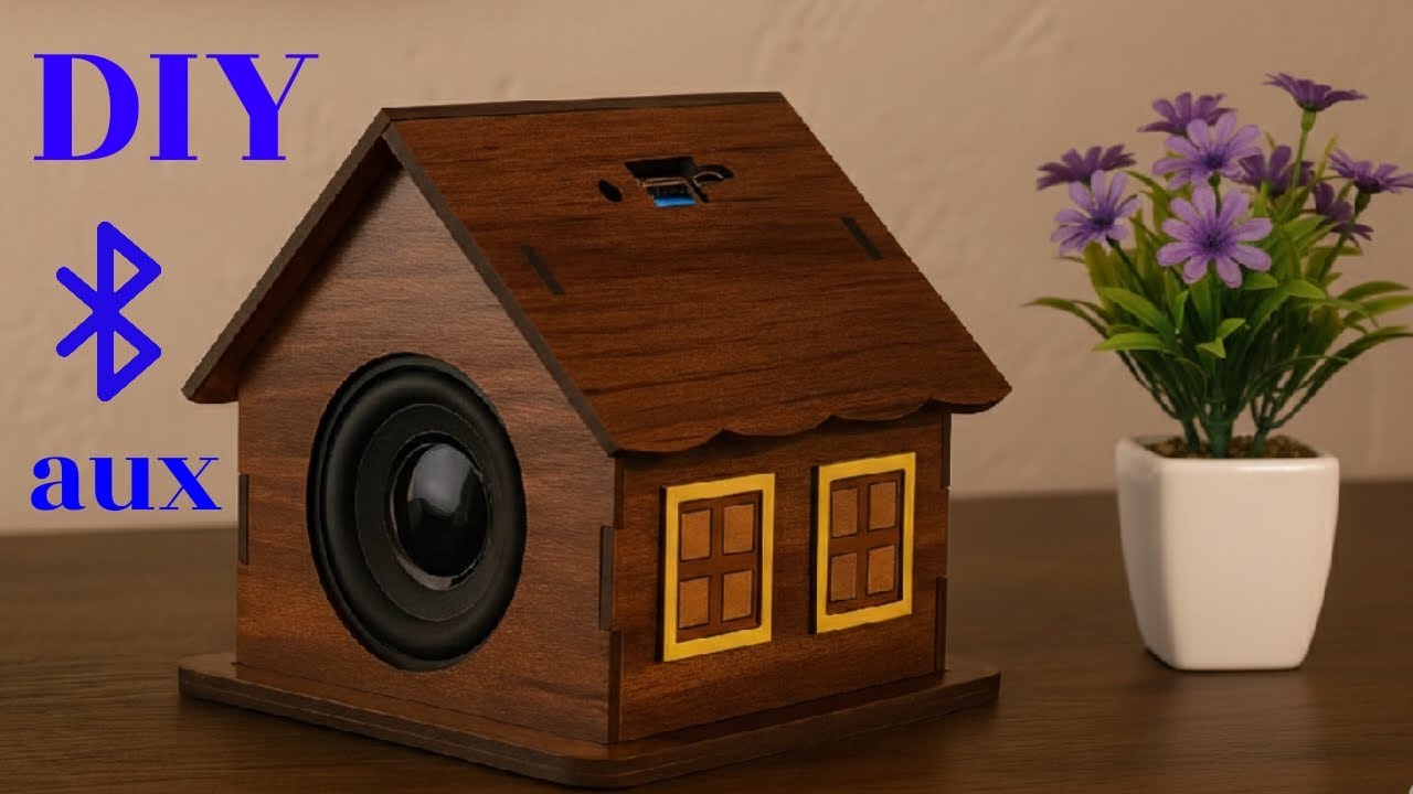 Компактная колонка с Bluetooth, USB и AUX, выполненная в стиле мини-домика, с мощным звуком.