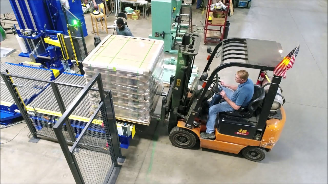 Polychem OMS PSBU Strap and Stretch Wrap integrated packaging system Drone Video