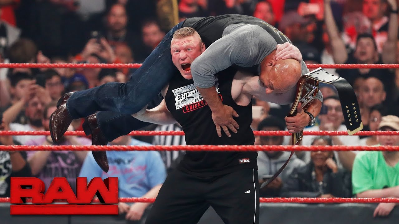 Брок Леснар атакует нового чемпиона Вселенной Голдберга: Raw, 6 марта 2017 г.