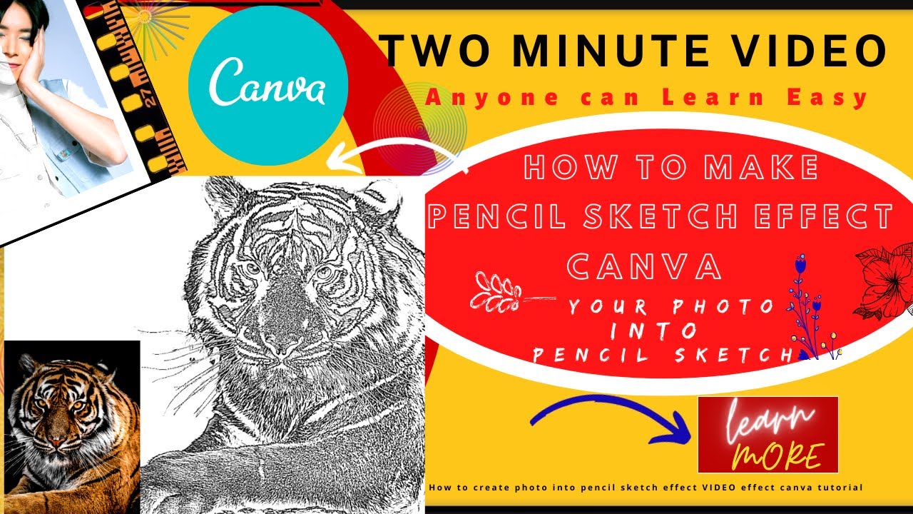 How To Make Pencil Sketch Effect in CANVA Tutorial | Photo Into Pencil Sketch #makesketchwithcanva