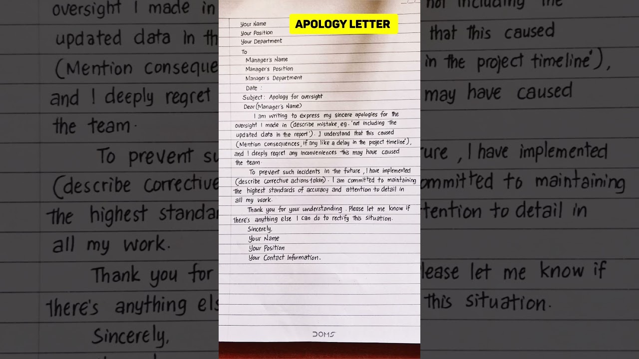 Apology Letter for Mistake 😱 #shorts #shortvideo #apologyletter #sorryletter