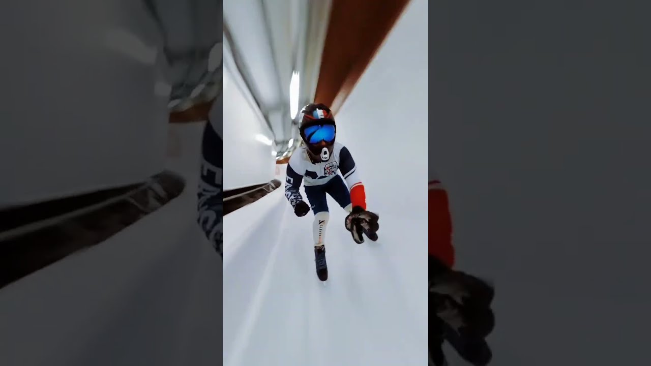 Person Does Skating Down Bobsleigh Track in Sigulda, France - 1502397