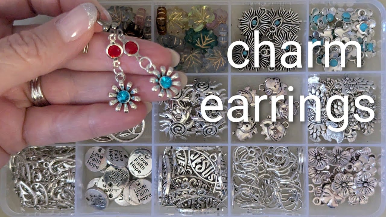 Making Flower Charm Earrings #earrings #charms #diyjewelry #diyearrings #asmr 