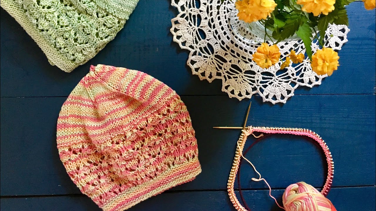 Как Вязала Шапочку Спицами с Ажуром из Хлопка Обзор Мерки Схема