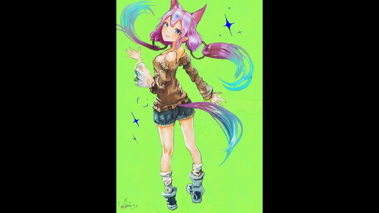 【タイムラプス】キャラコンセプトA【イラスト】