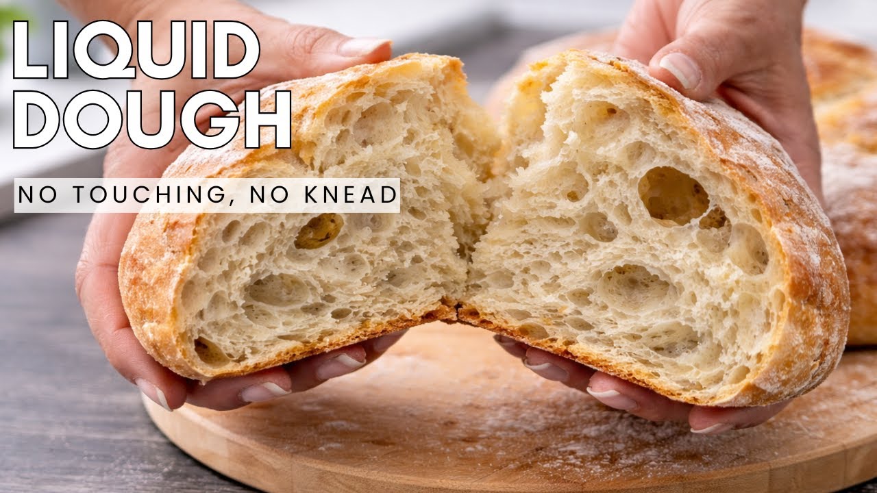 Liquid Dough in 1 Hour! No Knead Bread Without Touching the Dough
