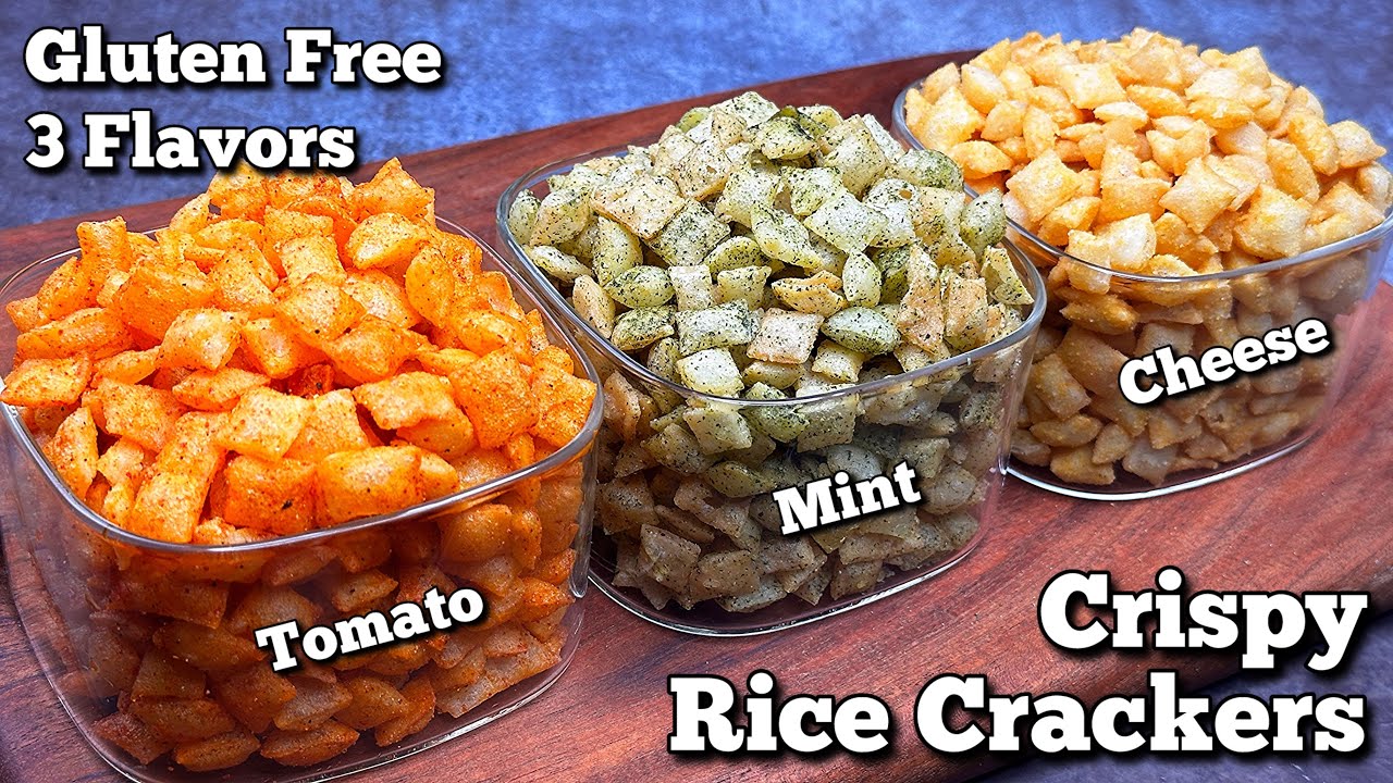 Unique Recipe : Crispy Rice Crackers with 3 Flavours | Easy Gluten-Free Rice Snacks