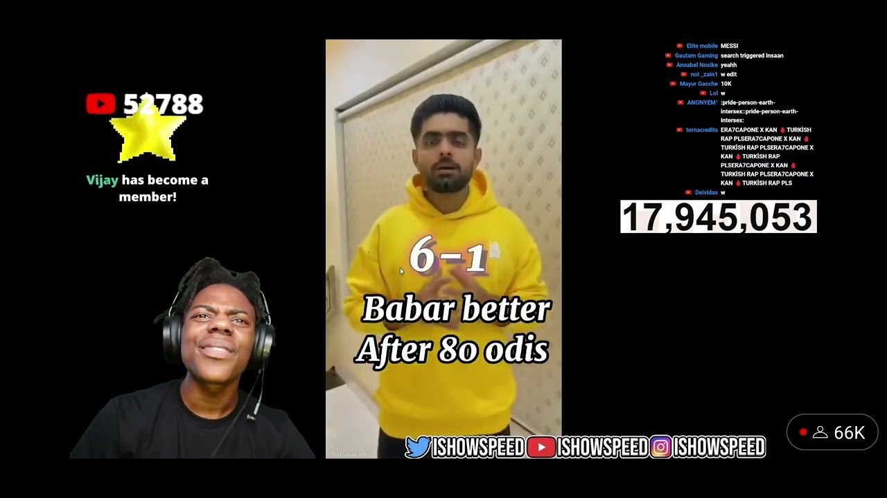 *ISHOWSPEED reacts to BABAR AZAM VS VIRAT KOHLI*