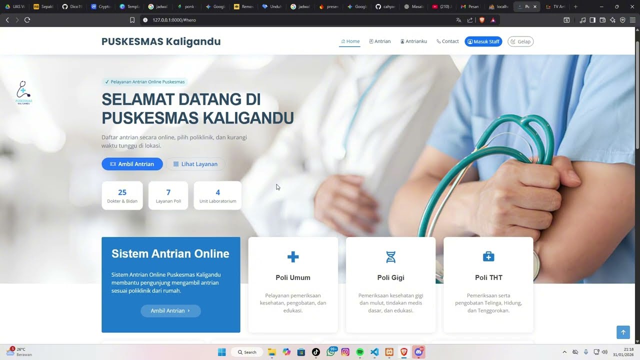 DEMO PROGRAM UAS WEB PELAYANAN PUSKESMAS ONLINE MENGGUNAKAN LARAVEL