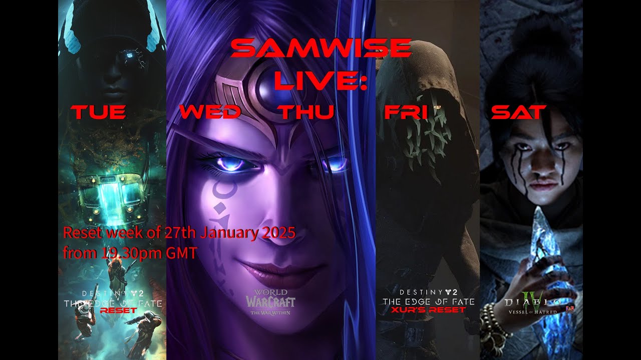 SamWise Live Update: Week of 27th Jan 2026 streams (Tues 27th) to (Sat 31st) Jan 2026. (Delayed)