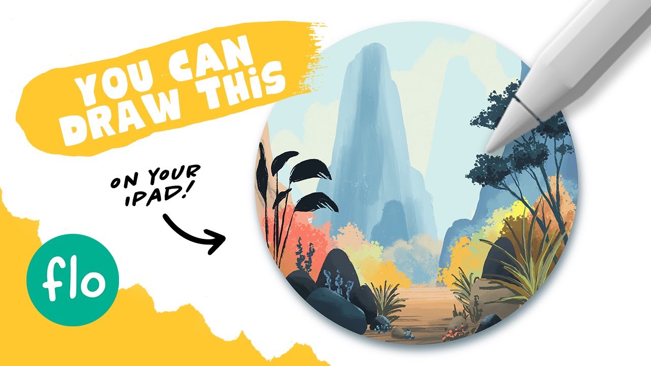 🌿 Easy Procreate Tutorial: Draw a Gorgeous Landscape Inside a Circle (Beginner Friendly!)