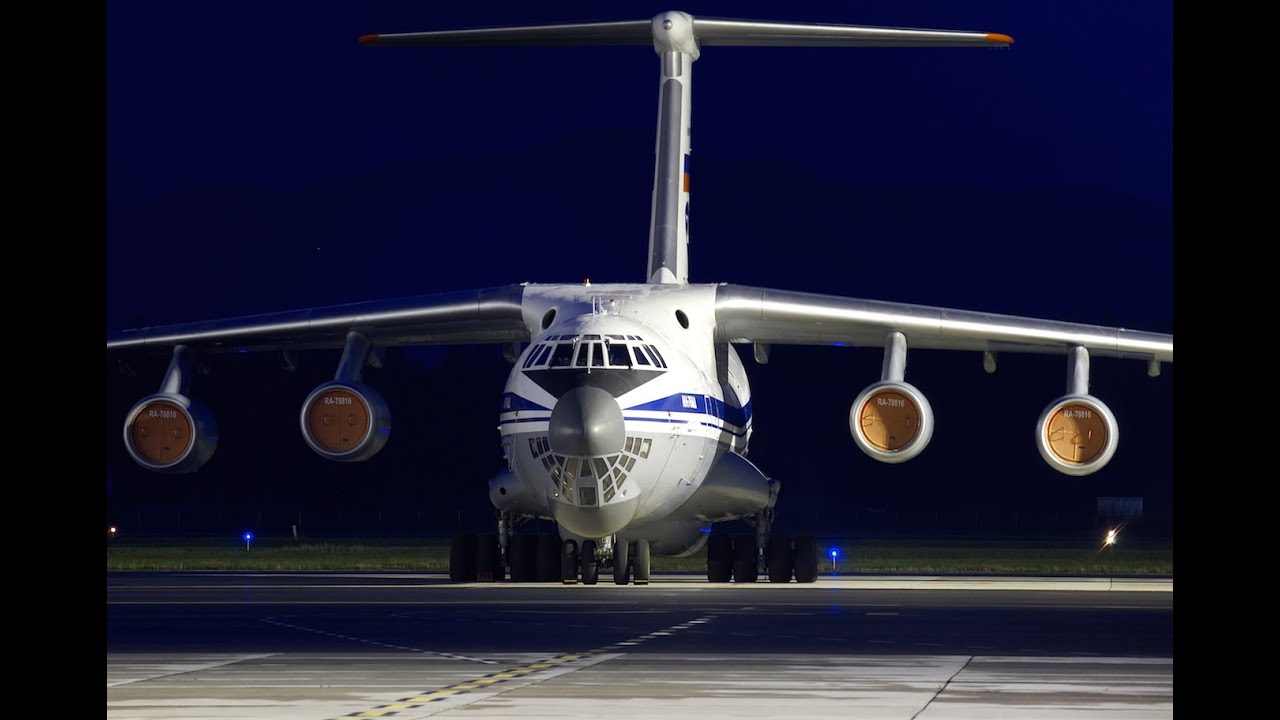 ✈ Rossiya Tupolev Tu-214 & Russian Air Force Il-76MD night takeoff @ Brnik airport HD ✈